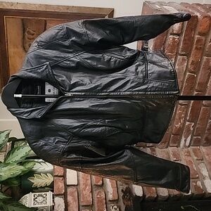 Vintage Black Leather Jacket Marcel Kassini Thinsulate Moto Biker Y2K Grunge